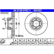 ATE 424103 brake disc 24.0124-0103.1, set of 2 - Brake Disc