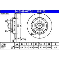 ATE 409170 brake disc 24.0109-0170.1, set of 2 - Brake Disc