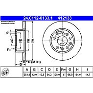 ATE 412133 brake disc 24.0112-0133.1, set of 2 - Brake Disc