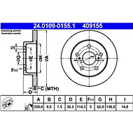 ATE 409155 brake disc 24.0109-0155.1, set of 2 - Brake Disc