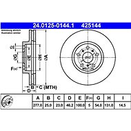 ATE brake disc 24.0125-0144.1, set of 2 - Brake Disc