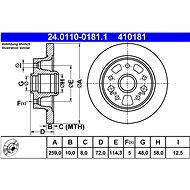 ATE 410181 brake disc 24.0110-0181.1, set of 2 - Brake Disc