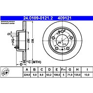 ATE 409121 brake disc 24.0109-0121.2, set of 2 - Brake Disc