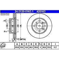 ATE 420163 brake disc 24.0120-0163.1, set of 2 - Brake Disc