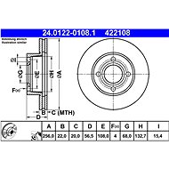 ATE 422108 brake disc 24.0122-0108.1, set of 2 - Brake Disc