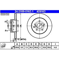 ATE 409163 brake disc 24.0109-0163.1, set of 2 - Brake Disc