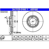 ATE 420166 brake disc 24.0120-0166.1, set of 2 - Brake Disc