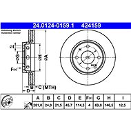 ATE 424159 brake disc 24.0124-0159.1, set of 2 - Brake Disc