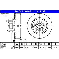 ATE 411169 brake disc 24.0111-0169.1, set of 2 - Brake Disc