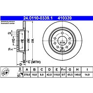 ATE 410339 brake disc 24.0110-0339.1, set of 2 - Brake Disc