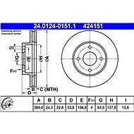 ATE brake disc 24.0124-0151.1, set of 2 - Brake Disc
