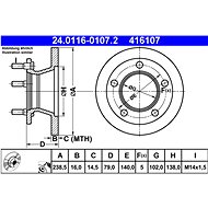 ATE 416107 brake disc 24.0116-0107.2, set of 2 - Brake Disc