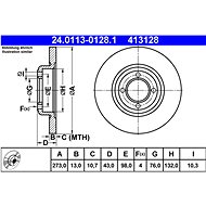 ATE brake disc 24.0113-0128.1, set of 2 - Brake Disc