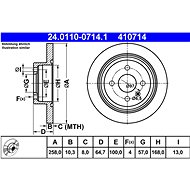 ATE 410714 brake disc 24.0110-0714.1, set of 2 - Brake Disc