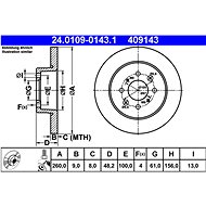ATE 409143 brake disc 24.0109-0143.1, set of 2 - Brake Disc