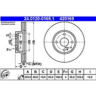 ATE 420169 brake disc 24.0120-0169.1, set of 2 - Brake Disc