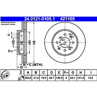 ATE 421105 brake disc 24.0121-0105.1, set of 2 - Brake Disc