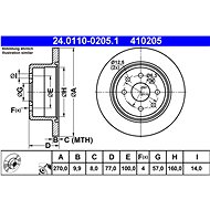 ATE 410205 brake disc 24.0110-0205.1, set of 2 - Brake Disc