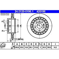 ATE 420196 brake disc 24.0120-0196.1, set of 2 - Brake Disc