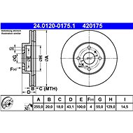 ATE 420175 brake disc 24.0120-0175.1, set of 2 - Brake Disc