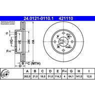 ATE 421110 brake disc 24.0121-0110.1, set of 2 - Brake Disc