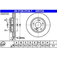 ATE 426134 brake disc 24.0126-0134.1, set of 2 - Brake Disc