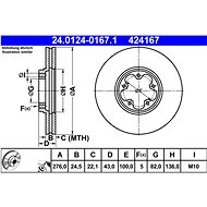 ATE 424167 brake disc 24.0124-0167.1, set of 2 - Brake Disc