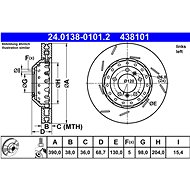 ATE 438101 brake disc 24.0138-0101.2, set of 2 - Brake Disc