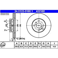 ATE 422188 brake disc 24.0122-0188.1, set of 2 - Brake Disc