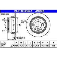 ATE 410332 brake disc 24.0110-0332.1, set of 2 - Brake Disc