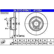 ATE 413194 brake disc 24.0113-0194.1, set of 2 - Brake Disc