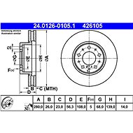 ATE 426105 brake disc 24.0126-0105.1, set of 2 - Brake Disc