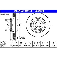 ATE 422199 brake disc 24.0122-0199.1, set of 2 - Brake Disc