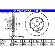 ATE 425167 brake disc 24.0125-0167.1, set of 2 - Brake Disc