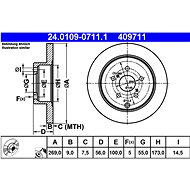 ATE 409711 brake disc 24.0109-0711.1, set of 2 - Brake Disc