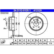 ATE 412129 brake disc 24.0112-0129.1, set of 2 - Brake Disc