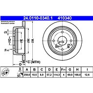ATE 410340 brake disc 24.0110-0340.1, set of 2 - Brake Disc