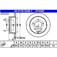 ATE 410345 brake disc 24.0110-0345.1, set of 2 - Brake Disc