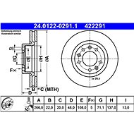 ATE 422291 brake disc 24.0122-0291.1, set of 2 - Brake Disc