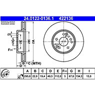 ATE 422136 brake disc 24.0122-0136.1, set of 2 - Brake Disc