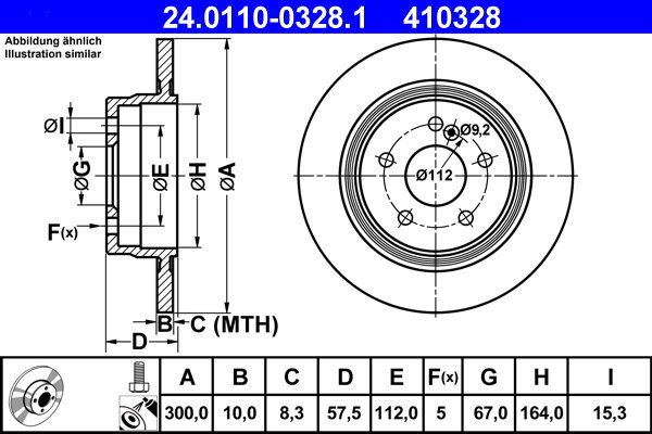 ATE 410328 brake disc 24.0110-0328.1, set of 2 - Brake Disc