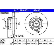 ATE 428102 brake disc 24.0128-0102.1, set of 2 - Brake Disc