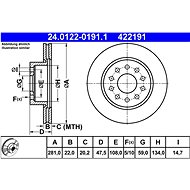 ATE 422191 brake disc 24.0122-0191.1, set of 2 - Brake Disc
