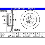ATE 412164 brake disc 24.0112-0164.1, set of 2 - Brake Disc