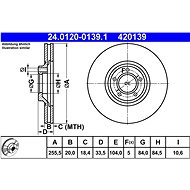 ATE brake disc 24.0120-0139.1, set of 2 - Brake Disc