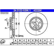 ATE 422206 brake disc 24.0122-0206.1, set of 2 - Brake Disc