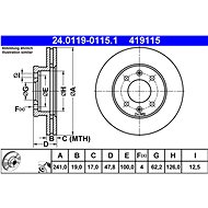 ATE 419115 brake disc 24.0119-0115.1, set of 2 - Brake Disc