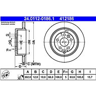 ATE 412186 brake disc 24.0112-0186.1, set of 2 - Brake Disc