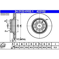 ATE 422152 brake disc 24.0122-0152.1, set of 2 - Brake Disc