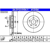 ATE 412154 brake disc 24.0112-0154.1, set of 2 - Brake Disc